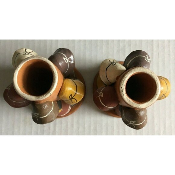 Vintage Handmade Ethnic Candle Holders Set Of 2 3 1/4"* 2.5" - Picture 3 of 4